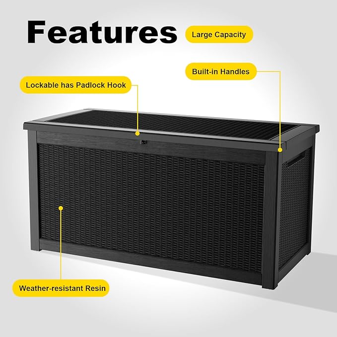 320 Gallon Outdoor Storage Box, Large Outdoor Deck Box, Waterproof & UV - Image 6