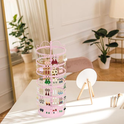 MODOWEY 6 Tier Rotating Earring Holder Organizer Stand, Adjustable Metal - Image 5