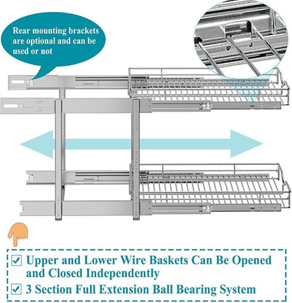 OCG 2 Tier Pull Out Cabinet Organizer, Pull Out Drawers - Image 4