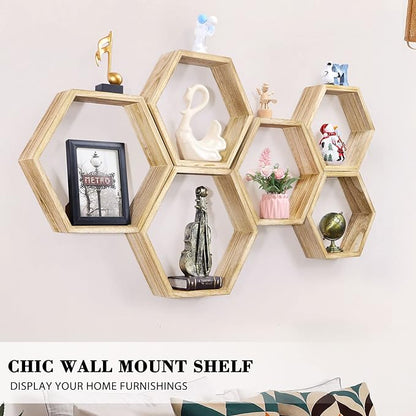NOVIMANGO Hexagonal Floating Shelves Set of 6, Honeycomb Shelves | Hexagon - Image 5