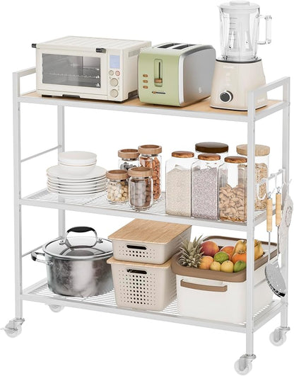3-Tier Metal Storage Rack with Industrial Wheels, Mesh Shelving Unit with - Image 9