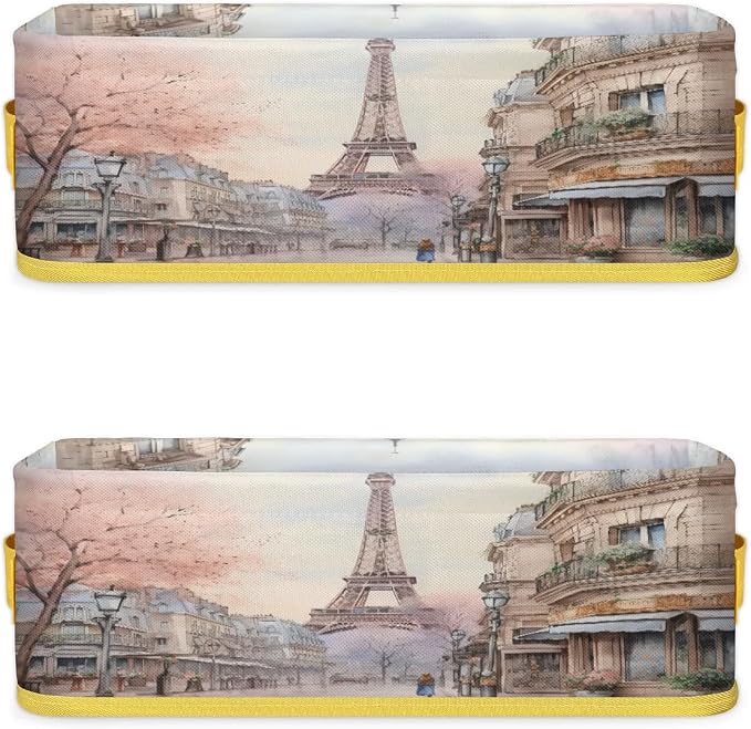 Paris Tower Architecture Bathroom Storage Basket, Foldable - Image 8