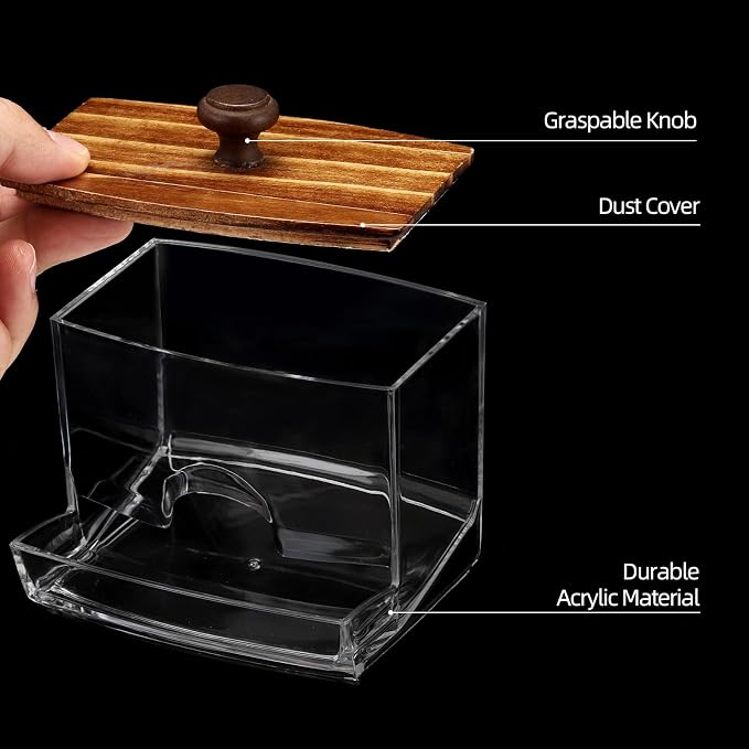 Tbestmax 10oz Qtip Holder Dispenser Big Clear Bathroom Container - Image 6