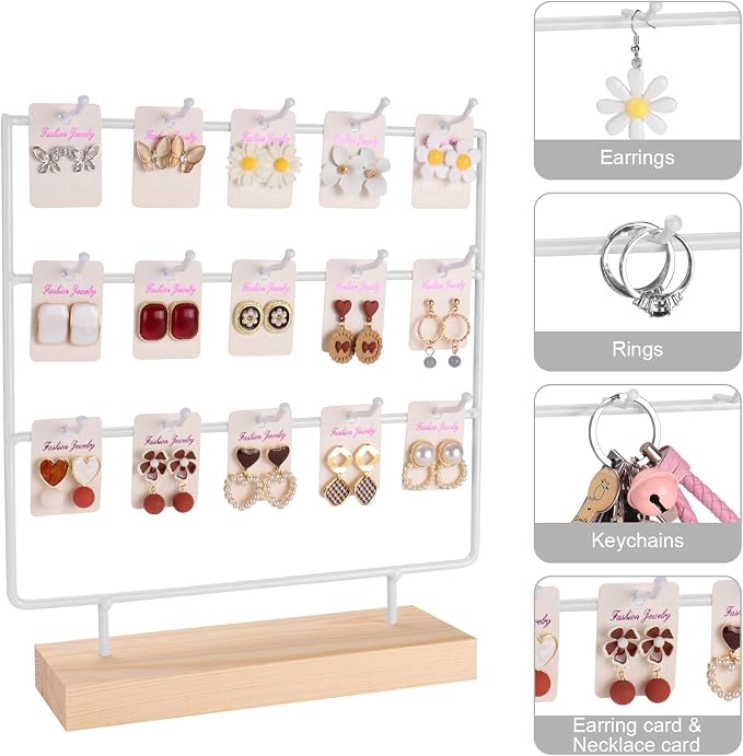 Earring Display Stand for Selling, Wood Earring Rack Tower Display Holder Stand - Image 3