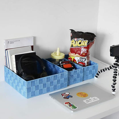 Posprica Woven Storage Baskets for Organizing, Small Black Baskets Cube Bin - Image 5