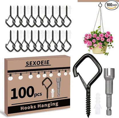 100 PCS Black Eye Screw Hooks for Hanging Heavy Duty by Unknown