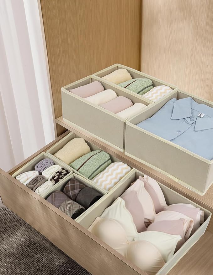 Fordonral 12 Pack Drawer Organizer Clothes, Foldable Fabric Dresser Organizer - Image 6