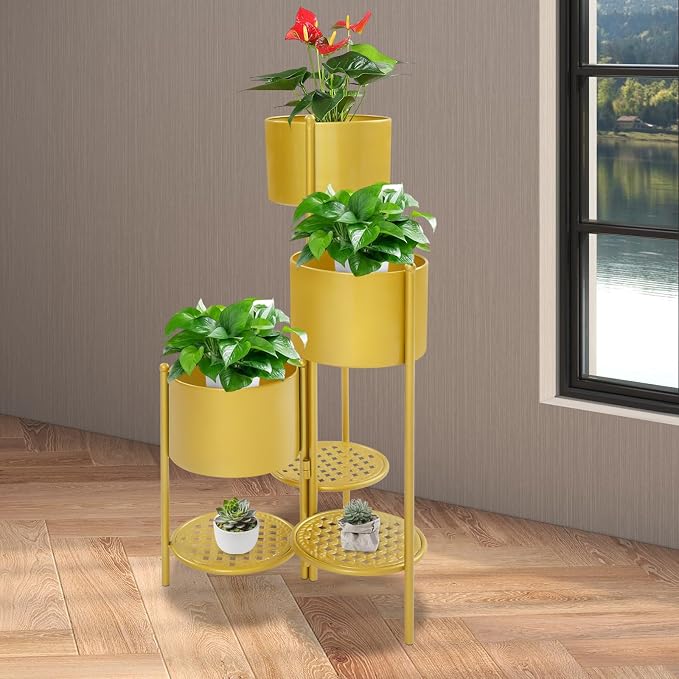 Foldable Corner Plant Stand Shelf, Indoor Outdoor Metal Flower Pot Holder - Image 5