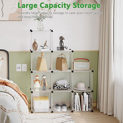 C&AHOME Cube Storage, 9-Cube Plastic Closet Cabinet Organizer, DIY Stackable - Image 4