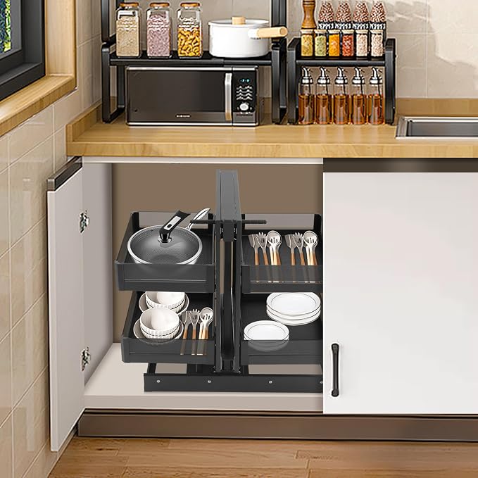 Corner Pull Out Organizer, Blind Corner Pull Out Organizer, 2 Tier Pullout - Image 5