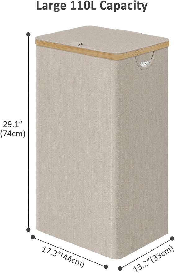 iEGrow Laundry Hamper with Lid, 110L Large Laundry Basket with Handle, - Image 9
