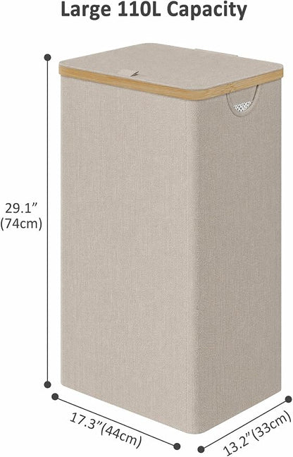iEGrow Laundry Hamper with Lid, 110L Large Laundry Basket with Handle, - Image 9