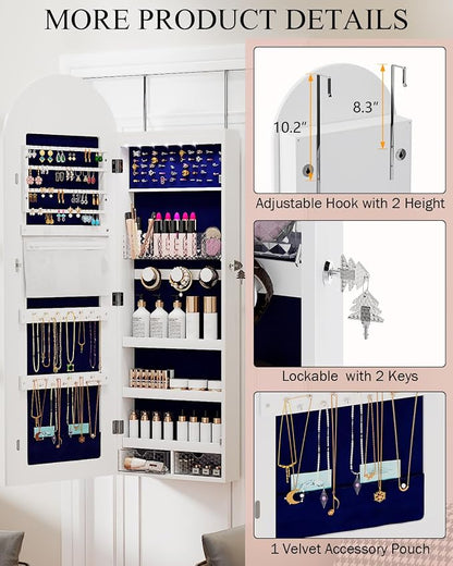 Jewelry Cabinet Organizer with Mirror, 47 inch Lockable Full-Length Mirror - Image 9