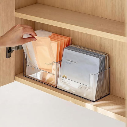 PAVSTINE 2 Pack Clear Medicine Cabinet Organizer, Slim Open Face Mask Storage by PAVSTINE