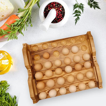 Wooden Egg Holder Countertop, Stackable Egg Storage Trays - Image 6