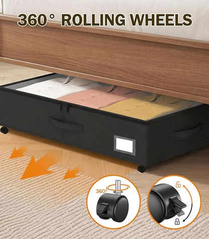 Under Bed Storage with Wheels 2-Pack, Under Bed Storage Containers, Underbed - Image 4