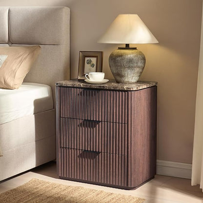 Fluted Nightstand Set of 2, Engineered Wood Bedside Table - Image 6