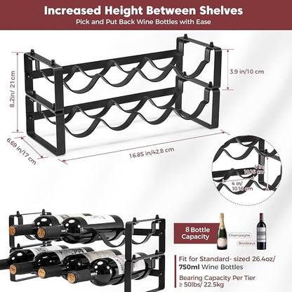Stackable Wine Rack Countertop, Sturdy Wine Bottle Holder Freestanding - Image 6