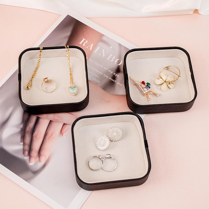 SANQIANWAN Set of 3 Small Stackable Jewelry Organizer Trays Mini Jewelry Drawer - Image 6