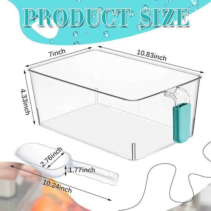 Havawish Ice Storage Bin and Flexible Scoop Set Plastic Freezer Bin - Image 2