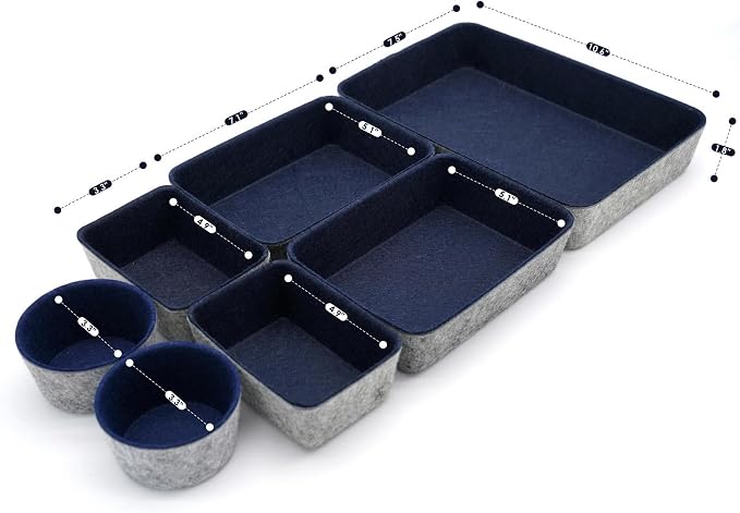 Welaxy Desk Drawer organizer felt trays desktop storage bins dividers - Image 7