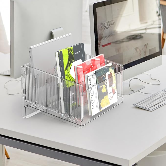 File Sorter Organizer, 5 Sections Acrylic Letter Tray - Image 8