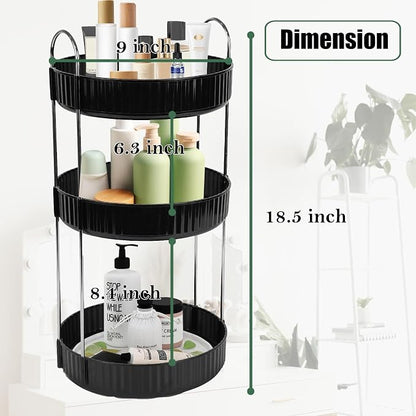 Rotating Makeup Organizer Countertop 3 Tier Lazy Susan Trays Spinning Skincare - Image 5