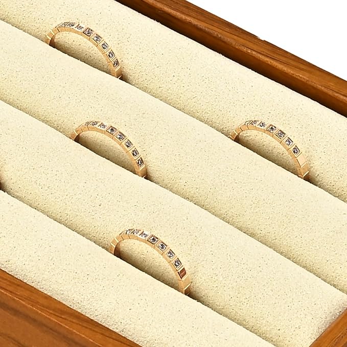 Solid Wood 3-Slots Jewelry Ring Display Tray Showcase Small Jewelry Display - Image 5