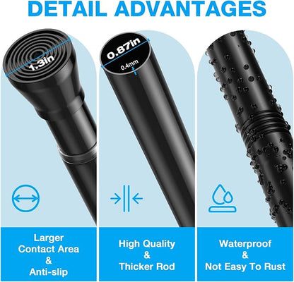 MEXAU 1Pack Spring Tension Curtain Rod 44-77 inch Black Small Tension Rod | - Image 2