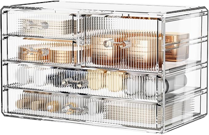 ZHIAI Stackable Storage Drawers, Acrylic Bathroom Counter Organizer Clear by ZHIAI