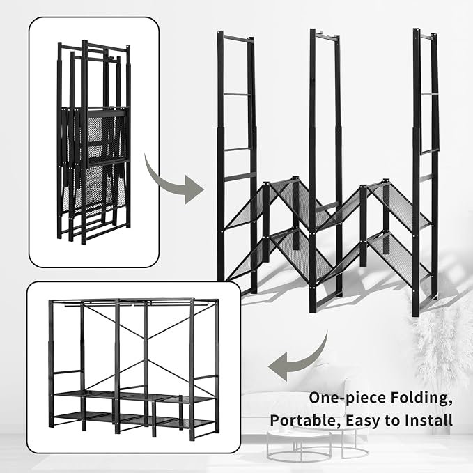 Portable Closet Rack Heavy-Duty Foldable Garment Racks - Image 3