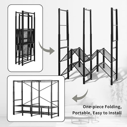 Portable Closet Rack Heavy-Duty Foldable Garment Racks - Image 3
