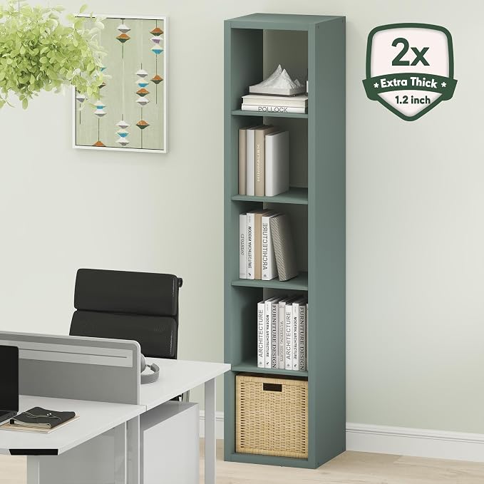 Furinno Cubicle Book Shelf, Vertical 5-Cube Bookshelf, Extra Thick Horizontally - Image 2