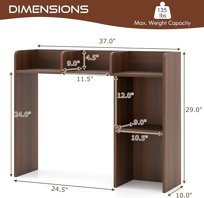Tangkula Desktop Bookshelf, Countertop Storage Hutch - Image 3