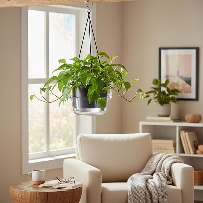 Curtis Wagner Plastics Hanging Basket Drip Pans | Clear, Round Hanging Plant - Image 7