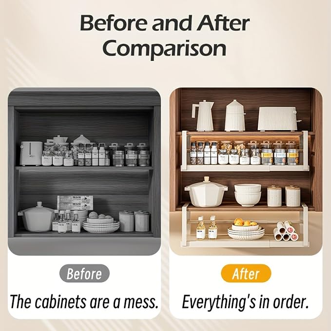Hanging Under Shelf Storage Basket, Adjustable Width Under Cabinet Add-on - Image 4