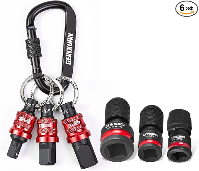 Geinxurn 6Pcs Socket Holder Keychain, 1/4"3/8"1/2" Drive Quick Release & Quick by GEINXURN
