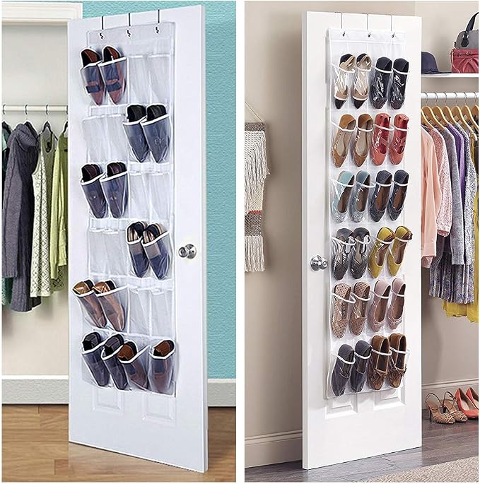 24-Pocket Over-The-Door Shoe Organiser, Folding Hanging Organiser - Image 8