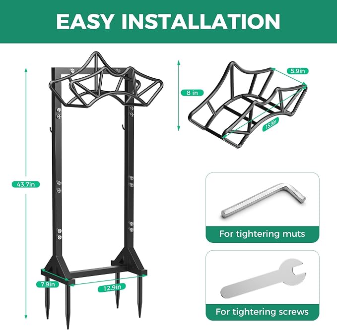 Garden Hose Holder Holds 160Ft Hoses, Heavy-Duty Freestanding Water Hose Stand - Image 10
