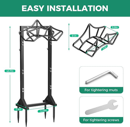 Garden Hose Holder Holds 160Ft Hoses, Heavy-Duty Freestanding Water Hose Stand - Image 10