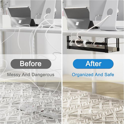 Under Desk Cable Management Tray, 17 in Metal Cable Tray Basket - Image 8