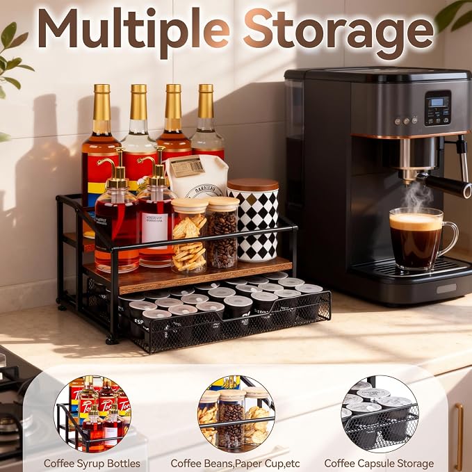 Coffee Syrup Rack Organizer, 3-Tier 8 Bottle Syrup Rack - Image 8