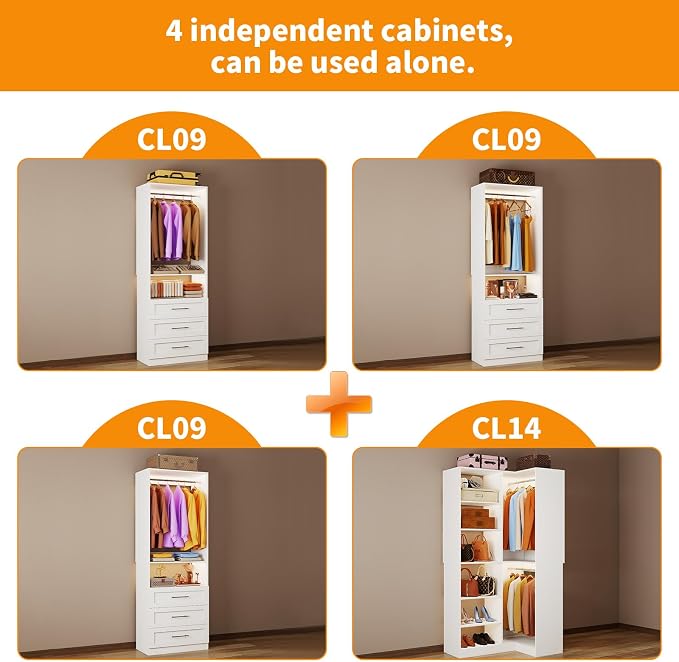 Closet System with 9 Drawers, Corner Closet Organizer Systems with 9 Shelves & - Image 6