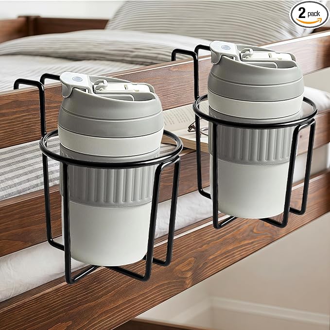 2 Pack Bed Cup Holder, Metal Bedside Drink Holder by SOSAZOZA