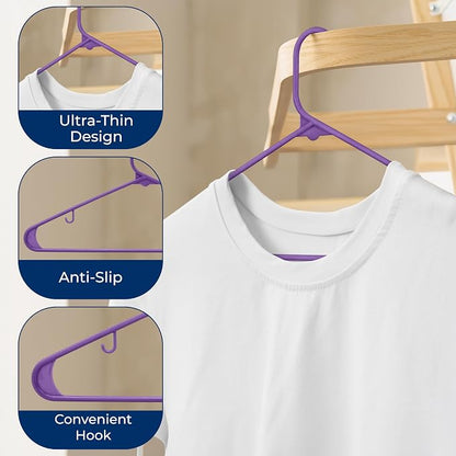 SereneLife 200 Pack Plastic Hangers, Space-Saving Closet Organizers, Durable - Image 5