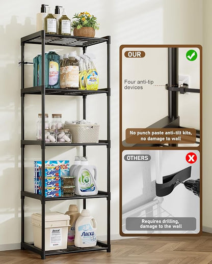 5-Tier Storage Shelves with Plastic Connectors – Metal Shelf Organizer - Image 4
