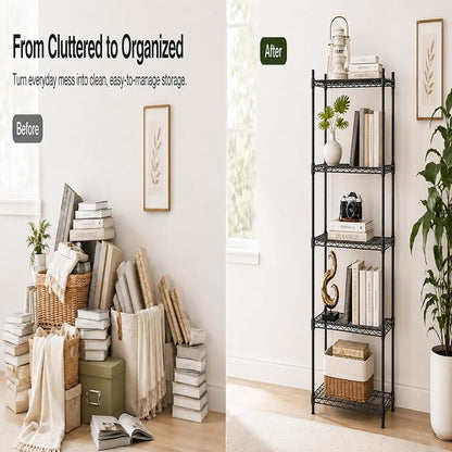 5 Tier Storage Shelves, Metal Wire Shelving Unit, Heavy Duty Adjustable Shelf - Image 4