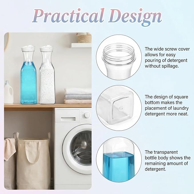 Goaste 4 Pack Laundry Detergent Dispenser, 54oz Laundry Soap Dispenser Bottle - Image 3