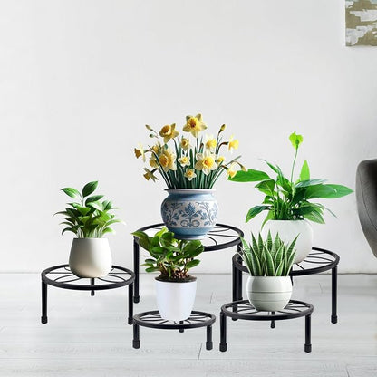 HENABLE 5 Packs Metal Plant Stand Indoor, Outdoor Black Plant Stand - Image 3