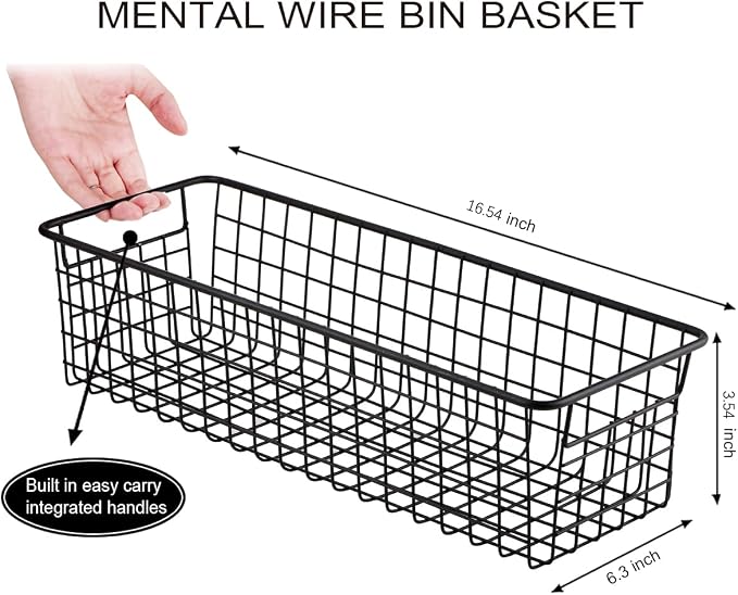 Sheechung Farmhouse Decor Metal Wire Storage Organizer Bin Basket - Image 3